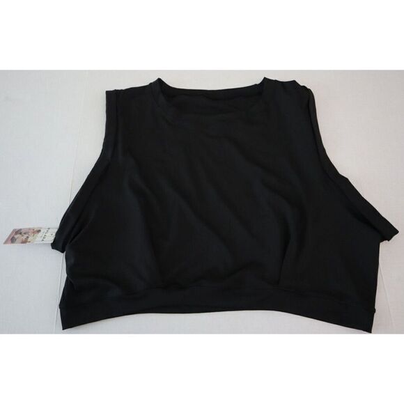 Halara Women's Plus Sz 3XL Black Rolled Sleeve Cropped Play It My Way Tank Top - Picture 5 of 6